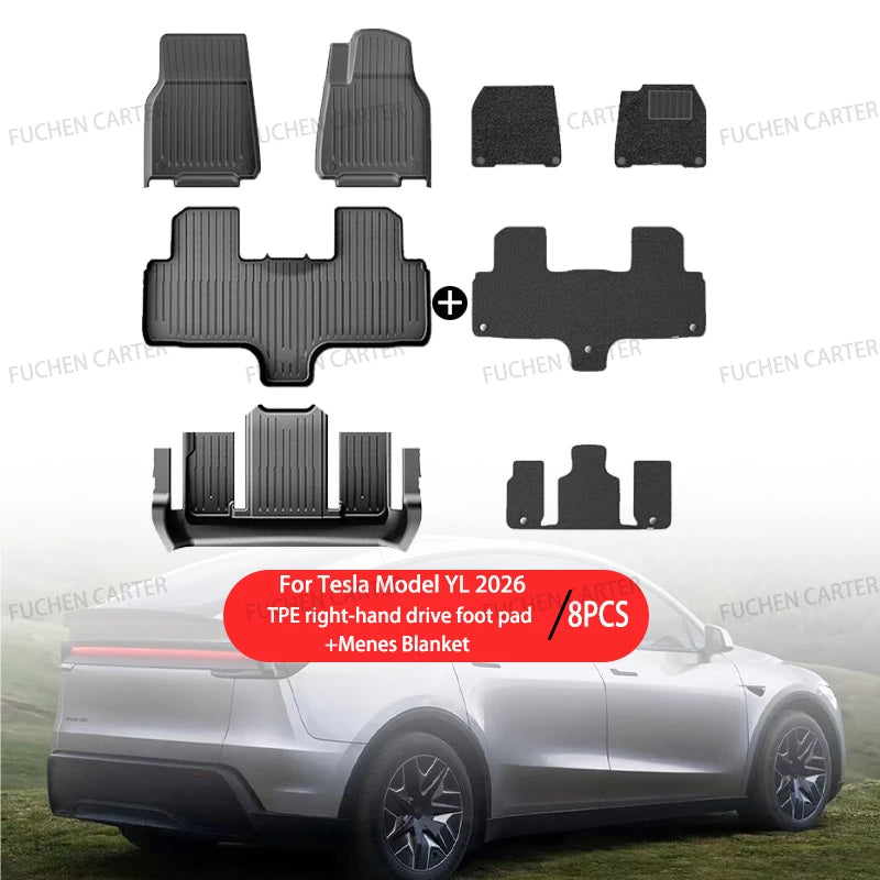 For Tesla NEW Model YL Launch 2026+ Car Floor Mats Car Four Seasons Waterproof Non-slip Floor Mat TPE Special Car Accessories