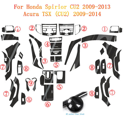 For Acura TSX CU2 2009-2013 Car-Styling 3D/5D Carbon Fiber Car Interior Center Console Color Molding Sticker Decals Parts