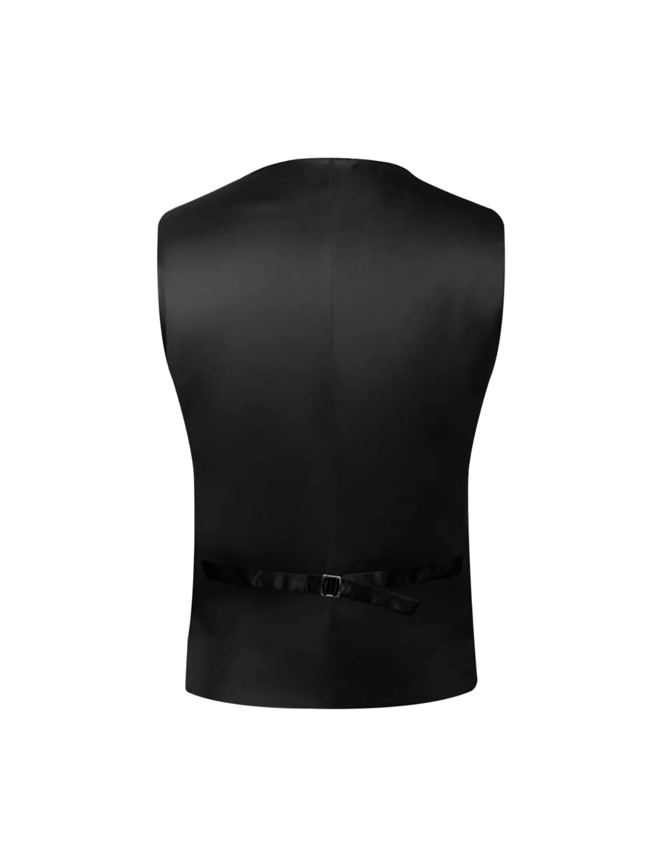 4Pcs Men Formal V-Neck Vest Kit Waistcoat Tie Handkerchief & Cufflinks for Occasions