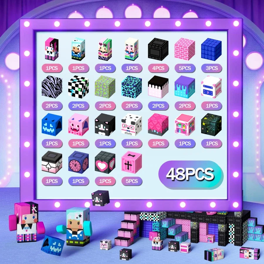 Magnetic Building Blocks Mine World Magnetic Pool Castle Villa Party Construction Brick Cube STEM Boy Girl Children Toy Set Gift