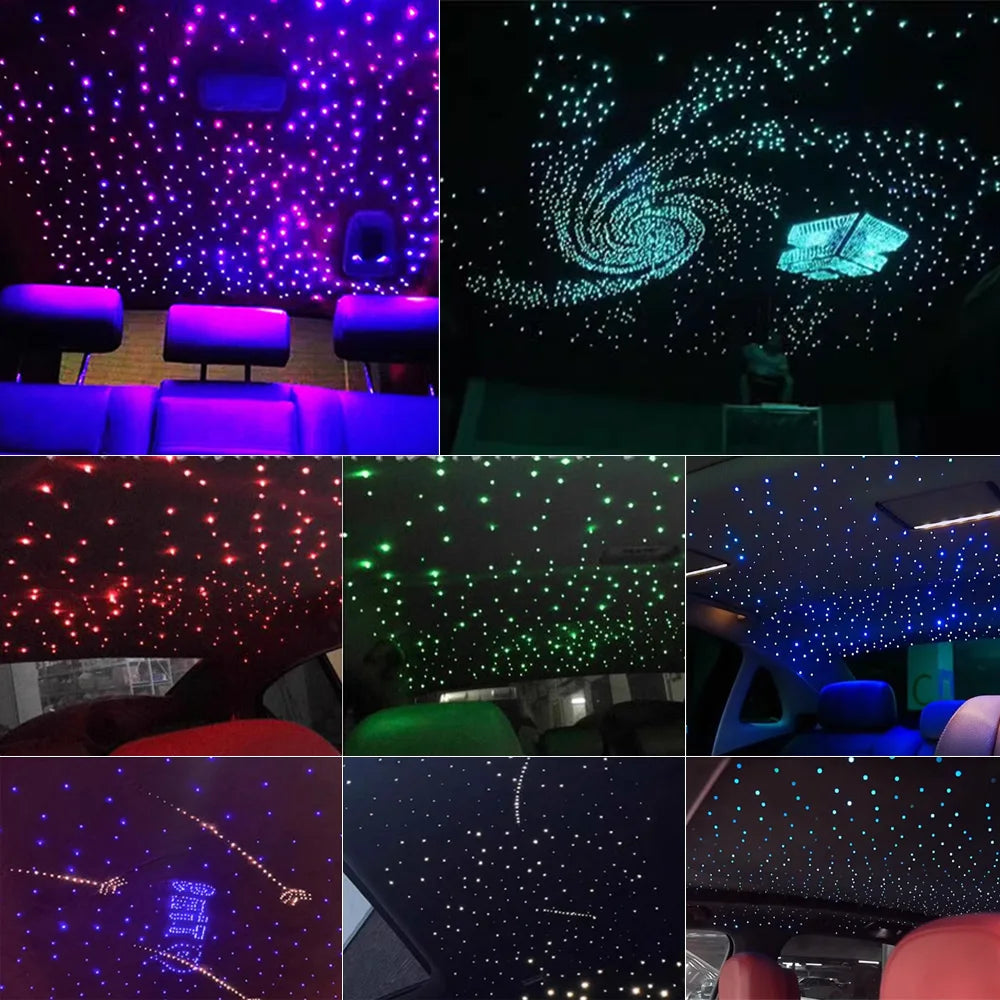 16W Car Roof Star Light Twinkle Fiber Optic Light Ceiling Star Lighting Kit RGBW APP Music Control Car Starry Sky Ceiling Lamp