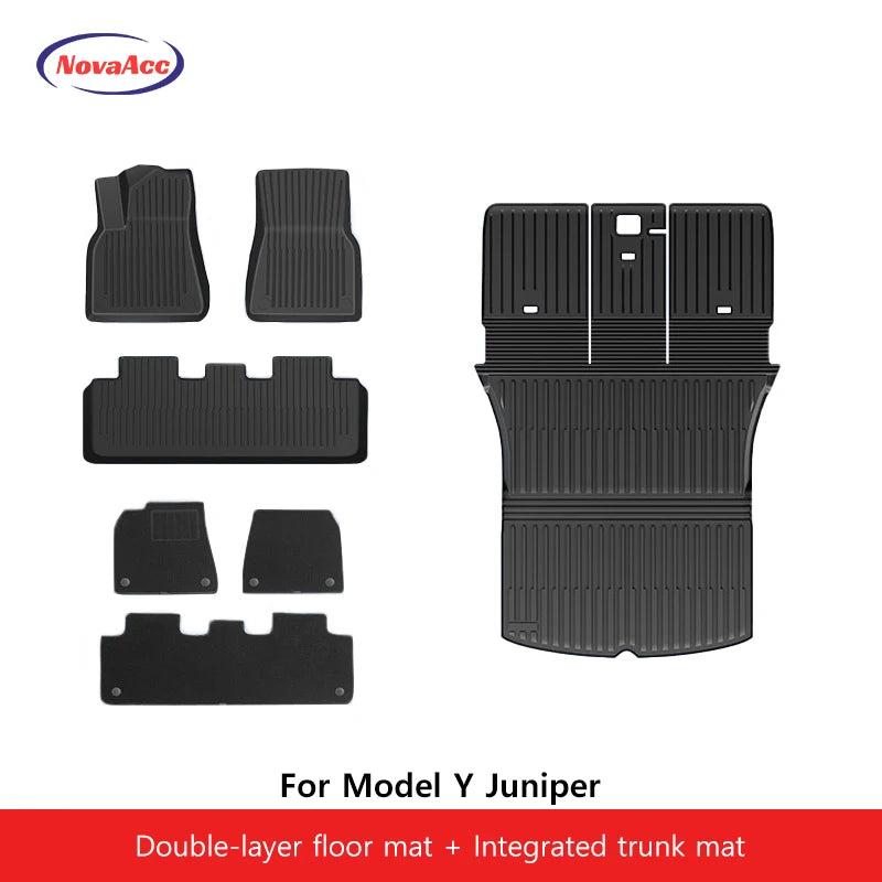 NovaAcc for Tesla Model Y Juniper 2025 2026 Model 3 Highland Floor Mats Trunk Mats Cargo Liners TPE All Weather Water Proof