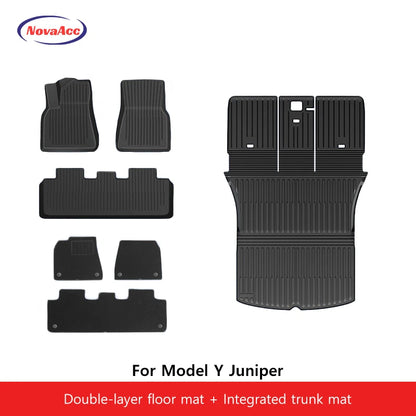 NovaAcc for Tesla Model Y Juniper 2025 2026 Model 3 Highland Floor Mats Trunk Mats Cargo Liners TPE All Weather Water Proof