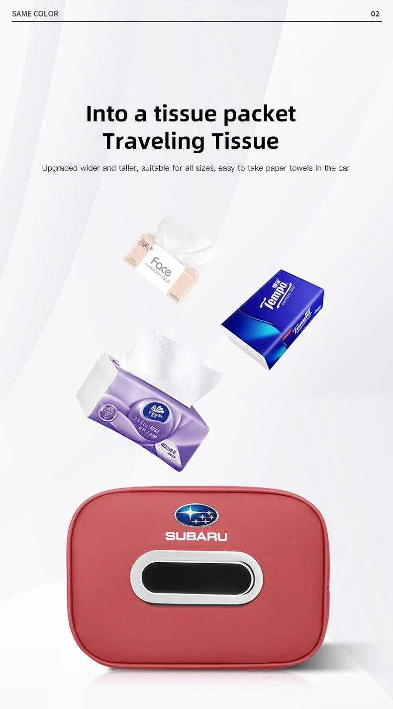 High-capacity Car Interior Tissue Box Kleenex Storage Bag Accessories For Subaru STI Forester Impreza Legacy Outback XV BRZ WRX