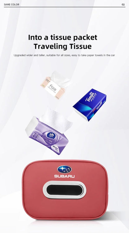 High-capacity Car Interior Tissue Box Kleenex Storage Bag Accessories For Subaru STI Forester Impreza Legacy Outback XV BRZ WRX