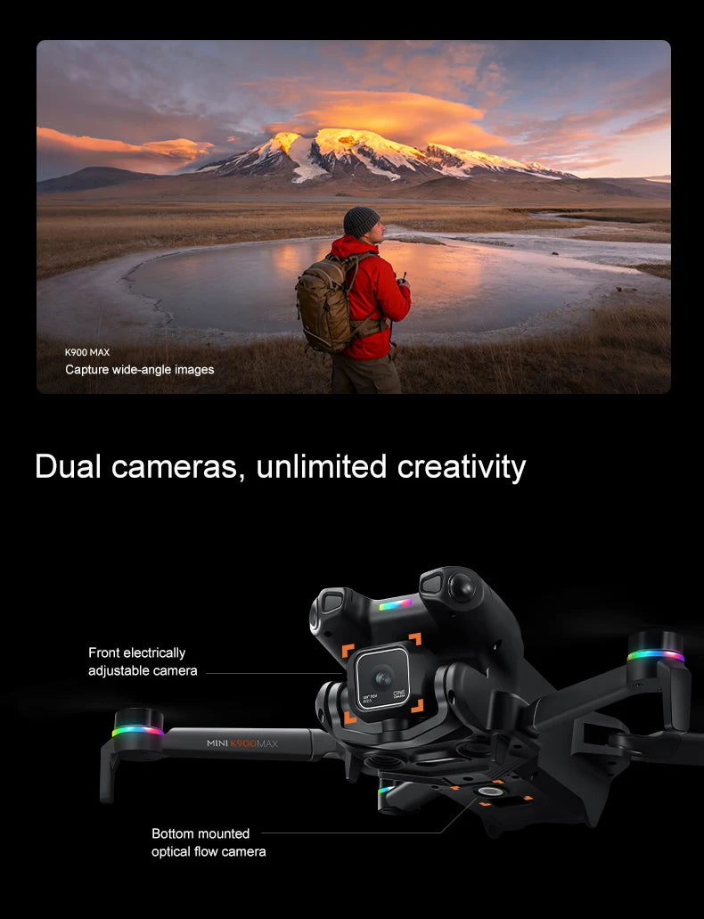 K900 MAX 8K Professional Drone with Dual Camera WiFi FPV Aerial Photography 360° Obstacle Avoidance Quadcopter airdrop Drone Toy