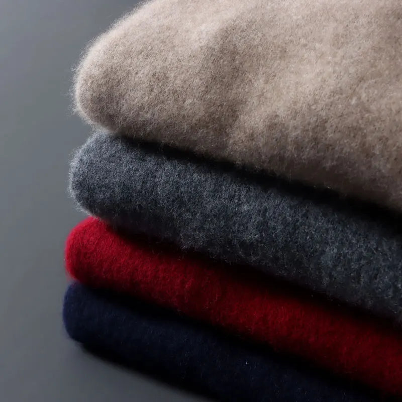 Half-high zipper cashmere sweater men's color-blocking thickened sweater loose business casual 100% pure cashmere knitted