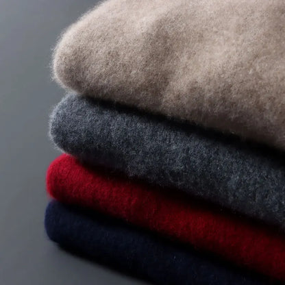 Half-high zipper cashmere sweater men's color-blocking thickened sweater loose business casual 100% pure cashmere knitted