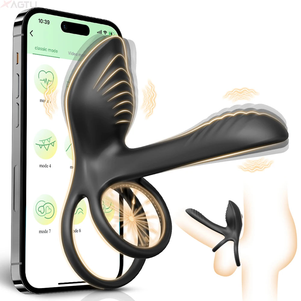Cock Ring Vibrating for Men Male Erectile Penis Ring G-Spot Clitoris Anal Stimulator Ejaculation Delay Adult Sex Toy for Couples