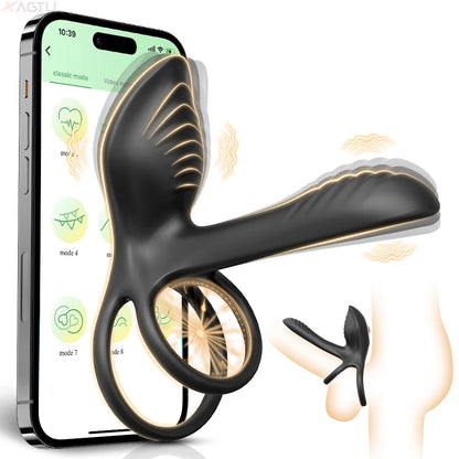 Cock Ring Vibrating for Men Male Erectile Penis Ring G-Spot Clitoris Anal Stimulator Ejaculation Delay Adult Sex Toy for Couples