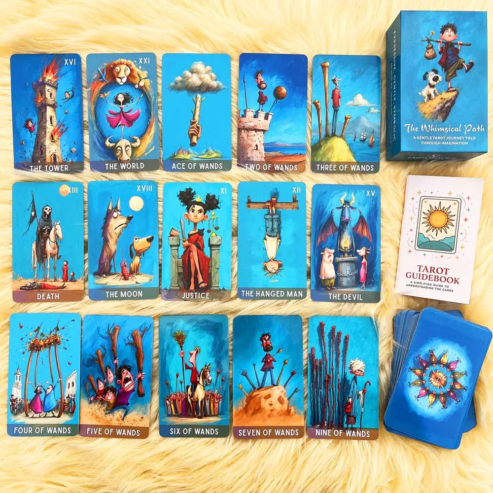 78 Tarot Cards Set,The Whimsical Path Tarot,13x8cm Modern Illustrations, Eternal Symbolism Fusion, Includes Paper Instructions