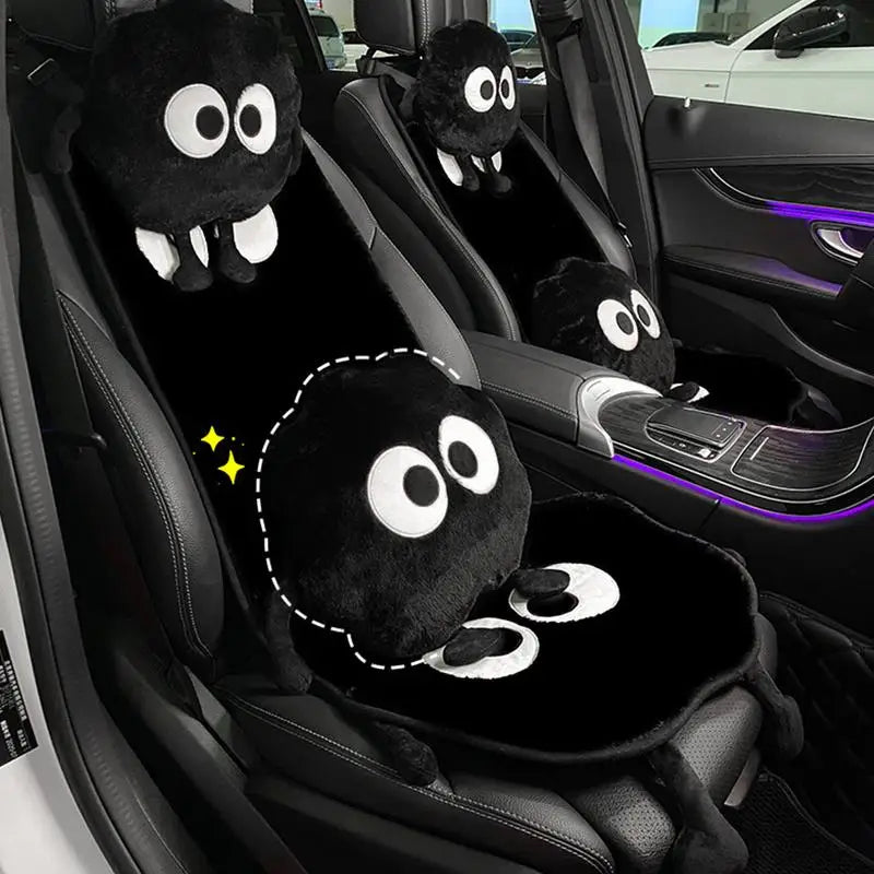 Car Seat Cushion Winter Short Plush Single Piece Backless Three-piece Set Winter Warm and Thick Sponge Plush Car Seat Cushion