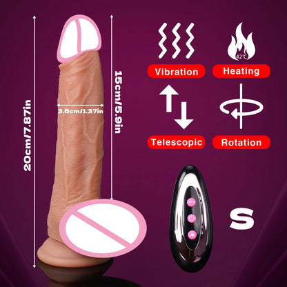 Realistic Telescopic Vibrator for Women Masturbation Anal Climax Toys Penetration Anal Thrusting Penis Dildo Sexy Adult Sex Toys