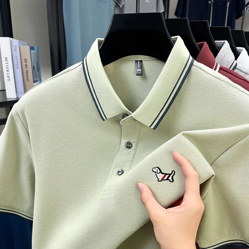 100% Pure Cotton Men's Polo T-Shirt New Style Summer Cozy Skin-Friendly Luxury High-End Commuting Short Sleeve Custom Embroidery