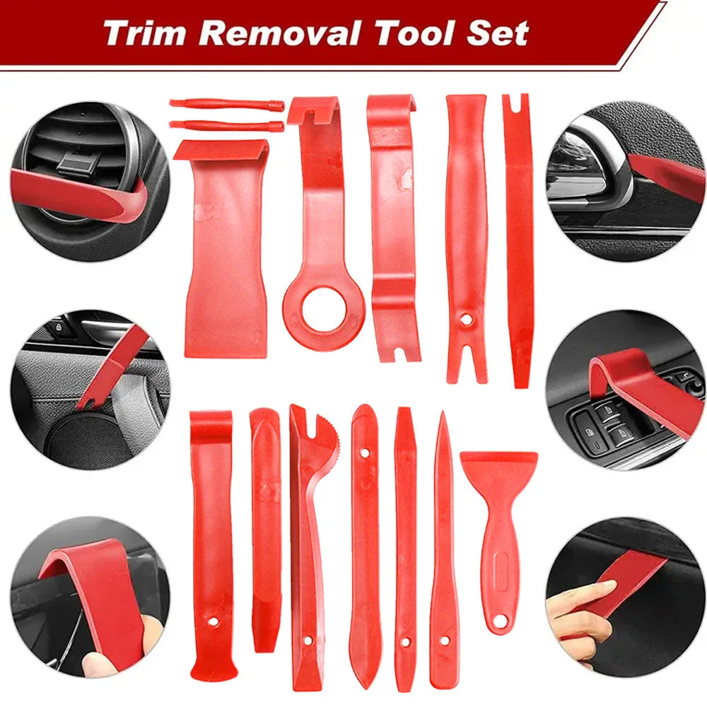 Car Trim Removal Tool Kit for Door/ Pannel/ Audio Dashboard/ Plastic Rivets/ Bumper/ Fastener Clips DIY Car Panel Disassembly