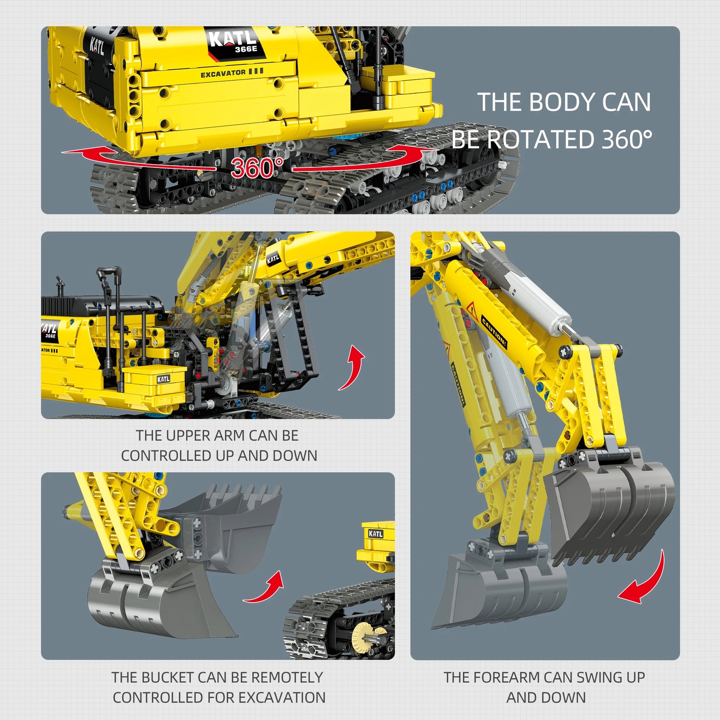 1:20 RC Excavator Building Blocks Remote Control Construction Vehicle Engineering Machinery STEM Toy Gift for Boys Adults