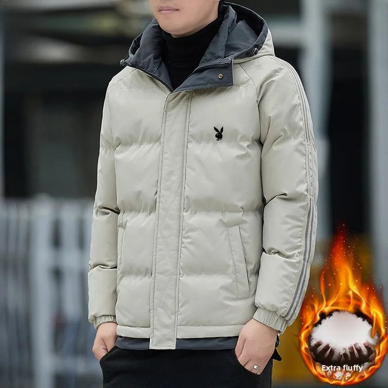 Men's Cotton Jacket 2024 New Winter Thickened Hooded down Cotton Padded Coat Fashionable Loose Style Urban Casual Wear