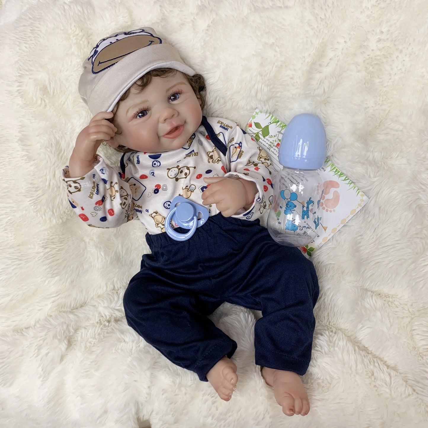 AnjoDoll 18 Inch Vivienne Boy/Girl Full Body Soft Vinyl Doll Painted Reborn Doll With Rooted Hair For Gifts Muñecas Reborn