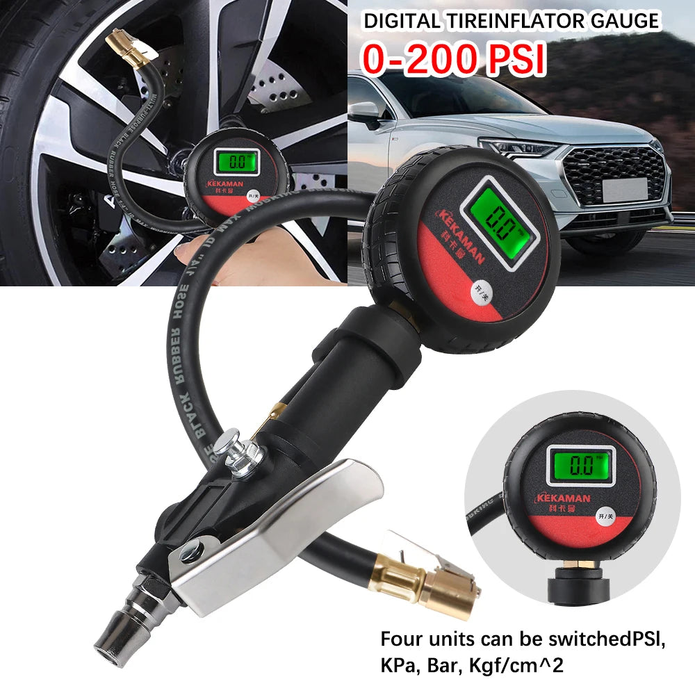 Universal Digital Tire Pressure Gauge - LCD Display High Precision Tyre Tester for Car Truck Motorcycle Vehicles