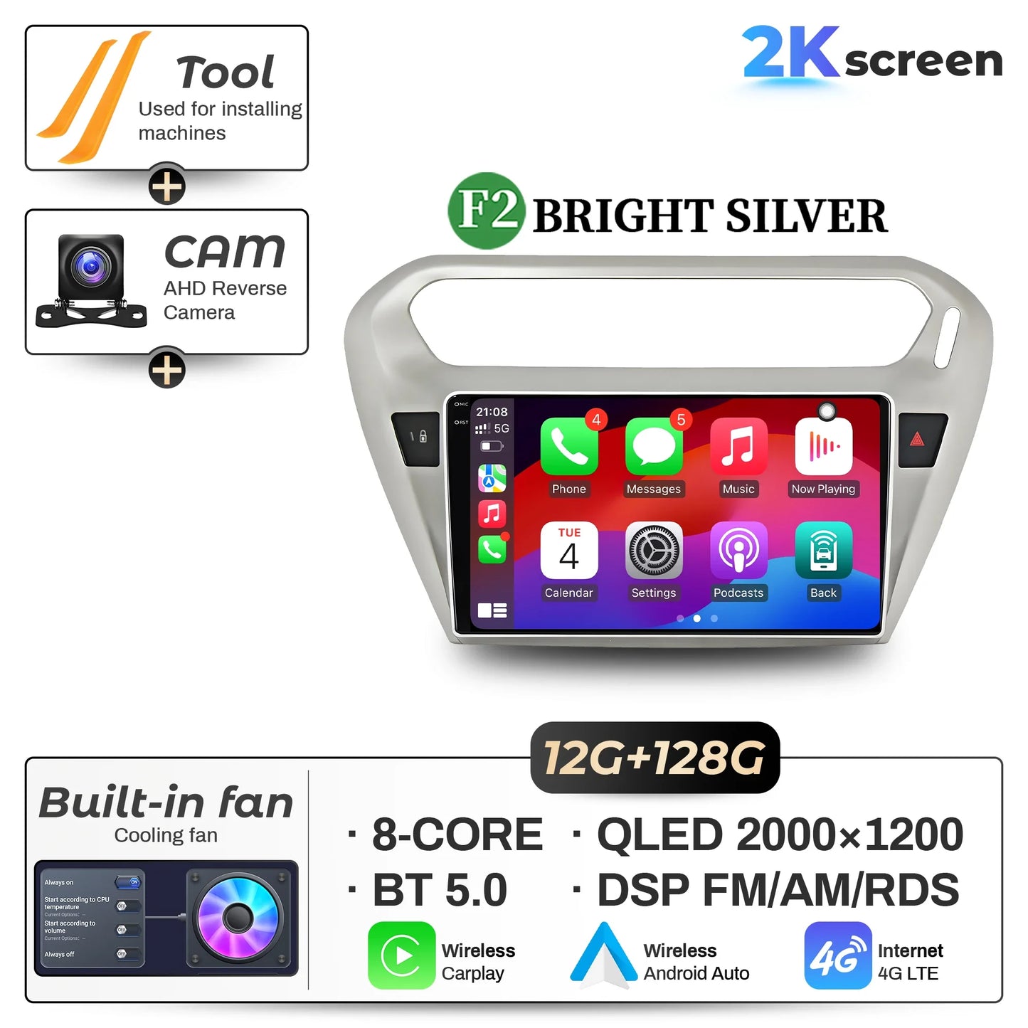 9" Car Radio For Peugeot 301 Citroen Elysee 2013-2018 Android 16 Wireless BT Carplay Multimedia Navigation Touch 2K QLED Screen