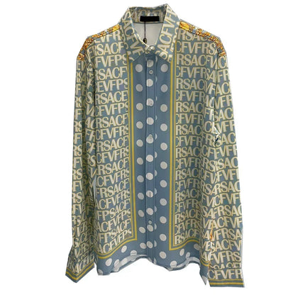Luxury Royal Shirts for Men Casual Vintage Long Sleeve Mens Social Paisley Letter Printed Shirt Chemise Homme Manche Longue