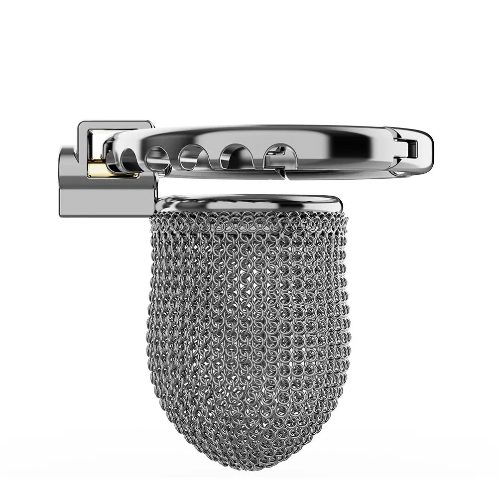 Smart Adjustable Chastity Cage for Men, Stainless Steel Wire Mesh Lock Device, BDSM Adult Sex Toy for Abstinence & Couple Play