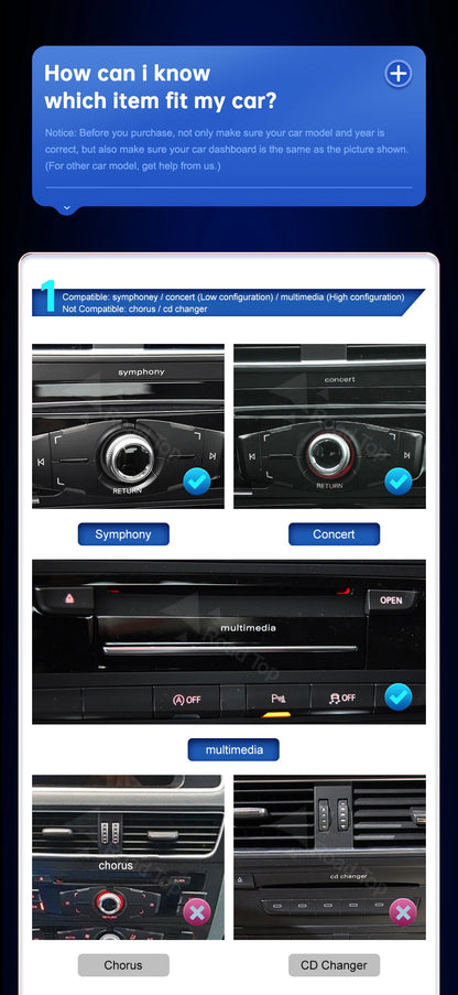 CN Road Top 8.9 12.3'' Touch Screen Multimedia Player Andriod Auto Link For Audi A4 S4 B8 2009-2015 GPS Carplay Display Car Play