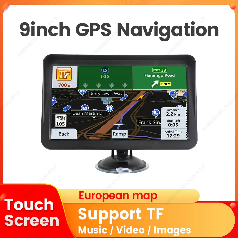 Navifly 9" Car GPS Navigation HD Touch Screen 2025 NEW European MAP GPS Navigation Truck Sunshade Sat Nav Music Video Player FM