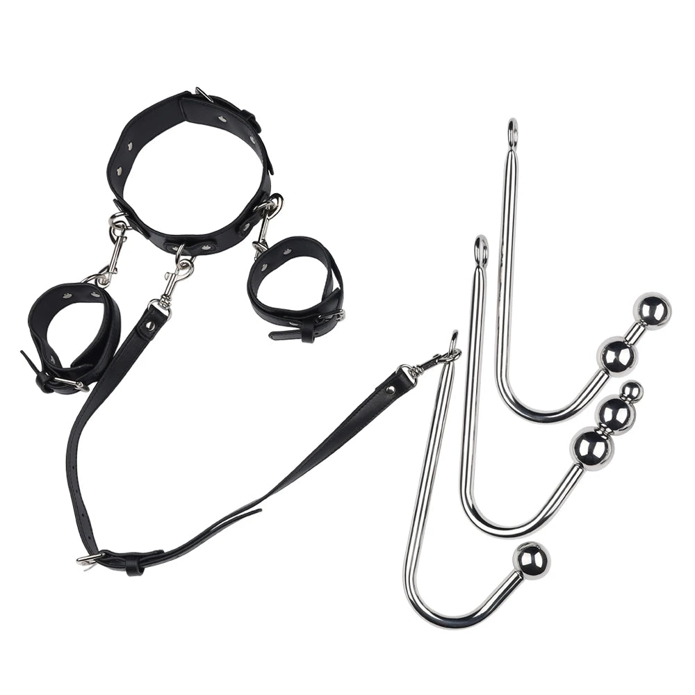 Bondage adult sex toys metal anal hook assisted bondage backyard slave collar obedience master game, adult sex toys