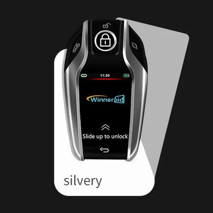 LCD Smart Car Key Display 4 Buttons Multi Language Type C Charging Keyless Entry Carkey
