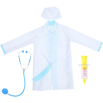 1Set Boys Doctor Costume Outfit Doctor Role Play Set Dress Up Uniform for 6-8 Years Old Syringe Stethoscope Shirt