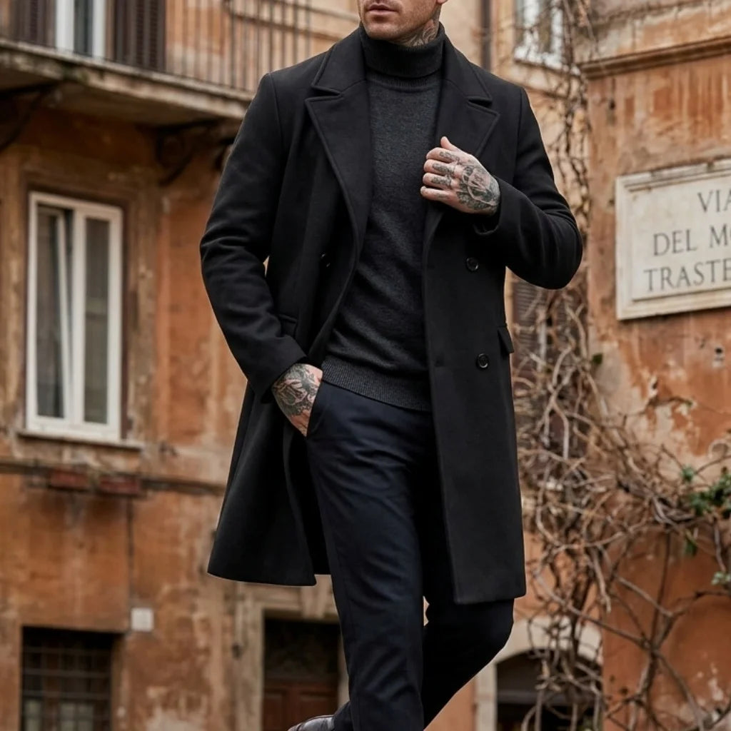 New Winter Men's Double-Breasted Trench Coat Warm Lined Comfort Medium Length Fit Casual Business Street Commuting | Sizes M-2XL
