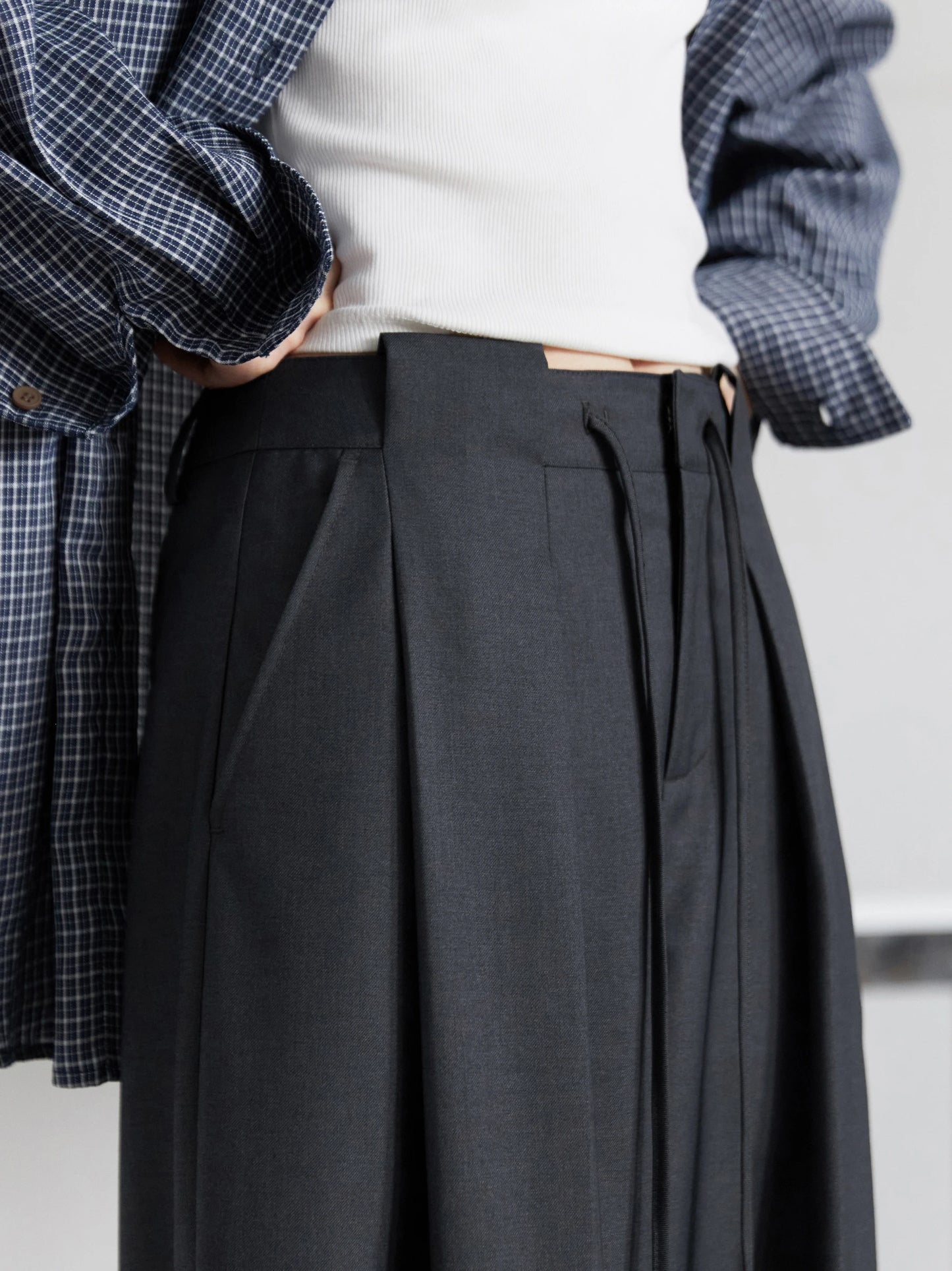 CHIC VEN Women Pants Solid Loose Casual Wide Leg Pant Drawstring Pleated Female Suit Trousers Office Ladies Sping Autumn 2025