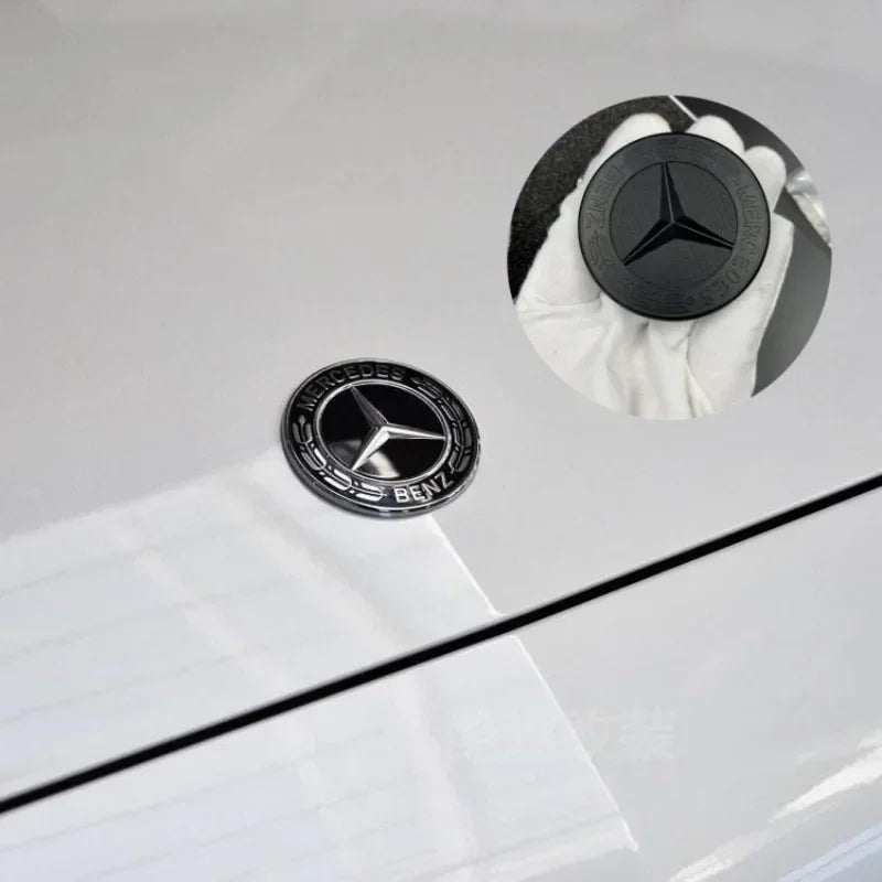 57mm Star Flat Hood Bonnet Logo Mercedes Benz W204 W124 W201 W202 W212 W220 W205 Emblem Badge stickers automobile Accessorie