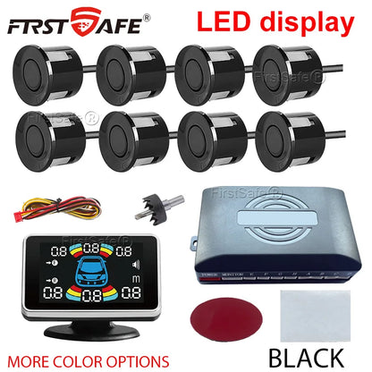 22mm Reversing Radar LED Parking Sensor Kit 6/8 Probes Multi Language Alarm Indicator 12 Colors Universal Auto Safety Accessorie