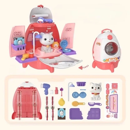 Pet Cat Dog Carrier Backpack Toy, 18PCS Pet Care Playset,Vet Clinic and Doctor Kit for Kids, Pet Veterinarian Medical Role Play