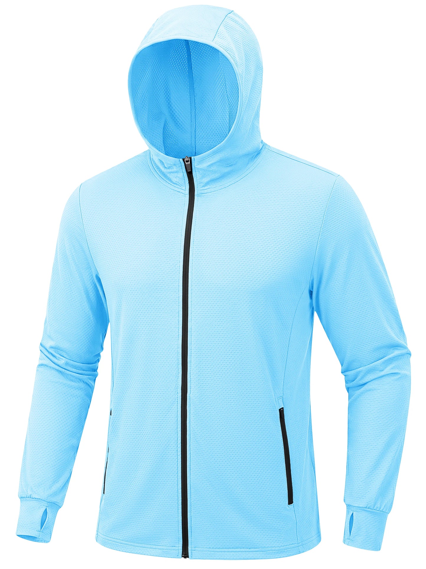 TACVASEN Men's Full Zip UPF 50+ Sun Protection Jacket, Lightweight Hooded Fishing Shirt with 4 Pockets & Thumbholes, Breathable