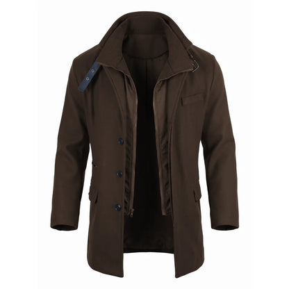 Winter Men's Double-layered Parka Long Warm Jacket with Belt Casual Coats Trench Coat Streetwear Men's Clothing Zipper Coats Man