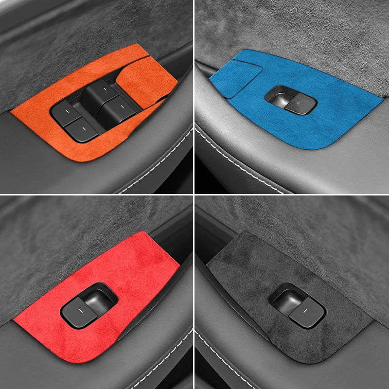 Top Suede For Tesla Model 3(2019-2023) Model Y(2019-2024) Car Window Control Panel Button Trim Sticker Interior Tuning Accessory