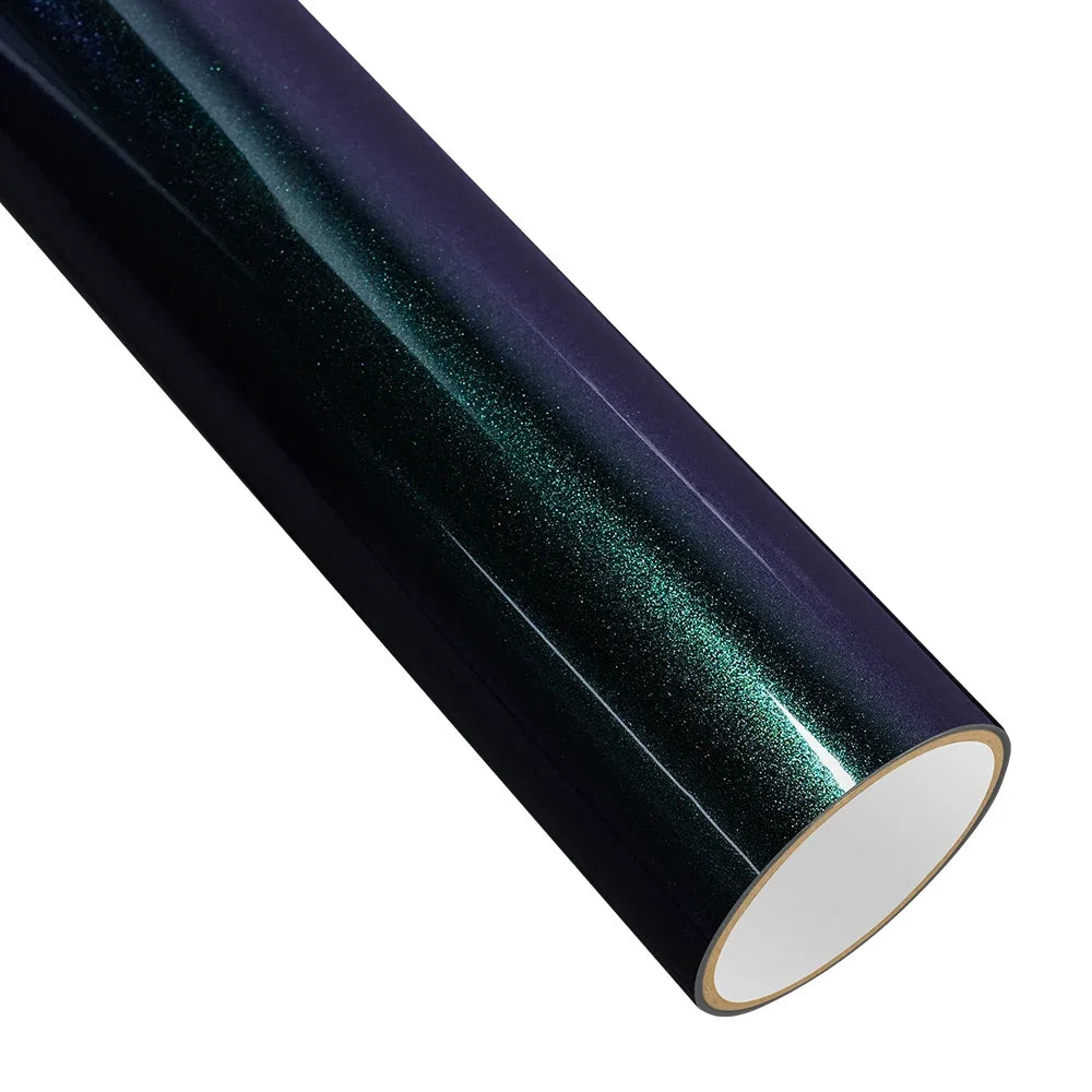 Car Wrap Vinyl Film Glossy PET Diamond Purple&Green PVC Car Engine Hood Decal Self Adhesive Motorcycle Auto Body Decoration Film