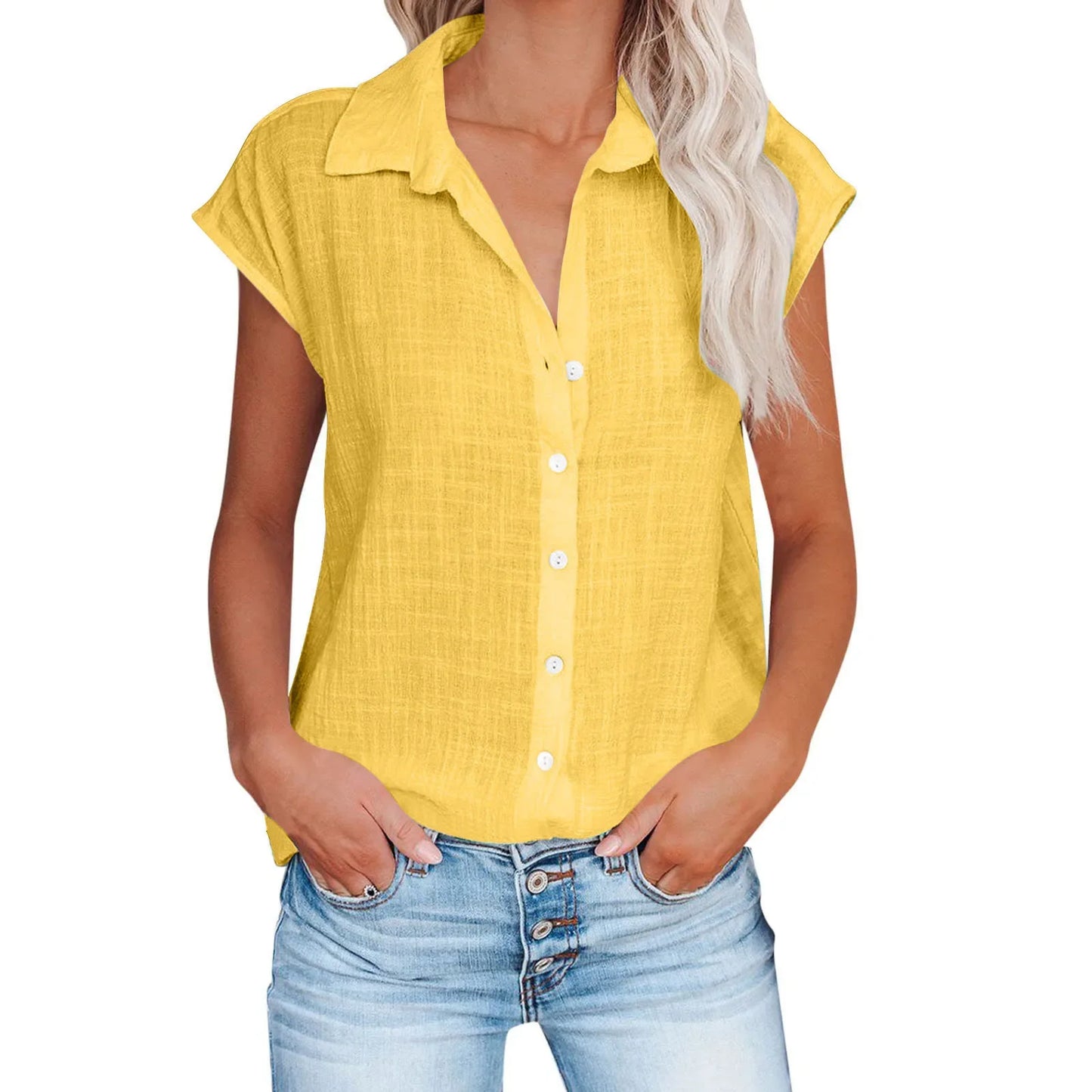 Cotton Linen Shirt Ladies Tops Tee Casual Thin Loose Woman T Shirt Summer Short Sleeve Solid T-Shirts Women Clothing Blusas