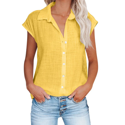 Cotton Linen Shirt Ladies Tops Tee Casual Thin Loose Woman T Shirt Summer Short Sleeve Solid T-Shirts Women Clothing Blusas