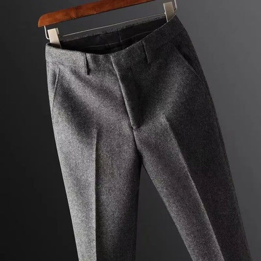 Men's Thickened Woolen Trousers Straight Leg Casual Business Pants Lightweight Luxury Spring Autumn Warm Casual Men's Pants