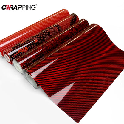 Red Series Wrap Vinyl Car Wrapping Film Bubble-free Vehicle Decoration PET Waterproof External Car Stickers Carbon Fiber Glossy