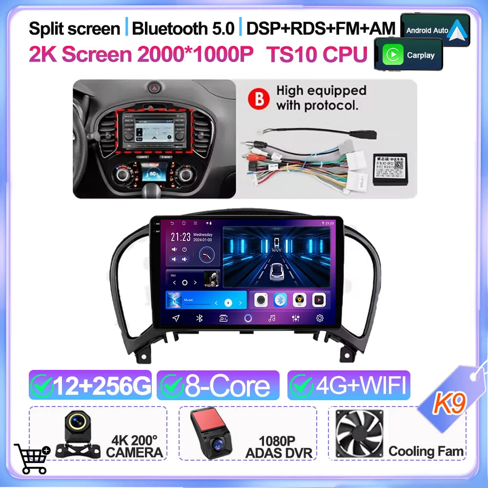 For Nissan Juke Yf15 2010 2011 2012 2013 2014 Carplay Auto 5g+wifi Gps Car Radio Navigation Multimedia Video Player Stereo Bt