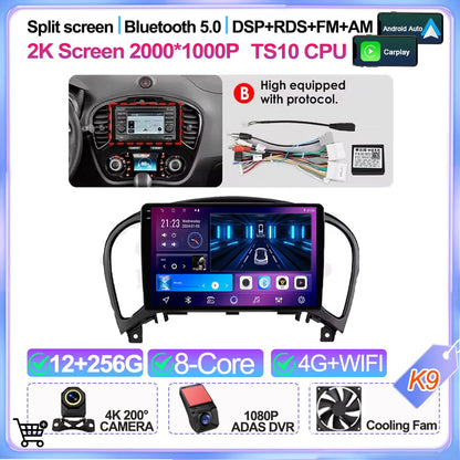 For Nissan Juke Yf15 2010 2011 2012 2013 2014 Carplay Auto 5g+wifi Gps Car Radio Navigation Multimedia Video Player Stereo Bt