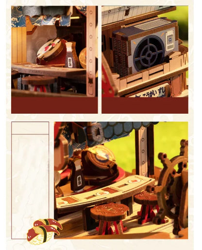 New DIY Big Doll House Case Wooden Miniature Furniture Dollhouse Handmade Model Assembly Toys Birthday Gifts Maritime Sushi