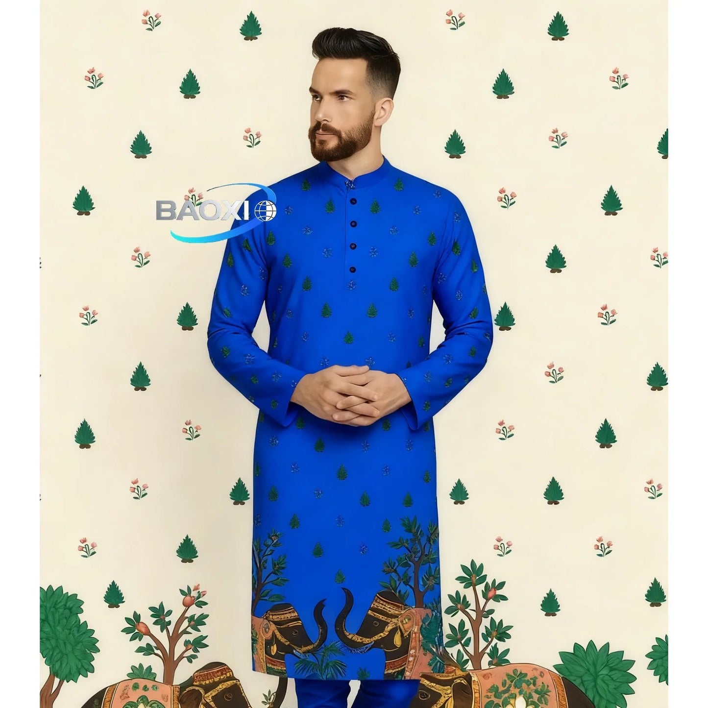 Stand Collar Muslim Men Clothes Folk Kaftan Musulman Kurta Indian Islamic Clothing Ropa Musulman Hombre Camisa Arabe Hombre