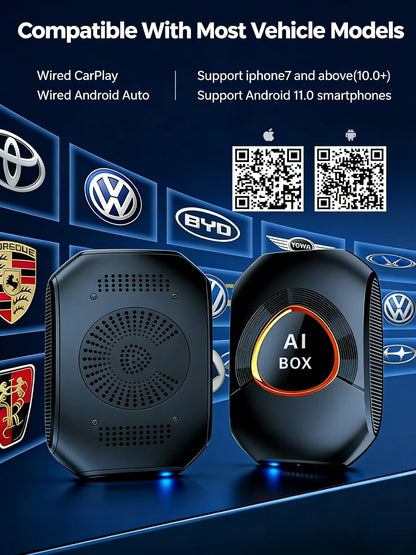 CarRocket Android 15.0 System AI Box Wireless CarPlay & Auto Adapter 4K Video Support Compatible with Factory CarPlay & Android