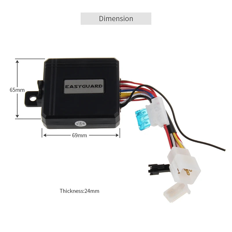 EASYGUARD 2 Way Motorcycle Alarm Kit Remote Engine Start Shock Sensor Motion Sensor Emergency Disarm LCD Display Anti Hijacking
